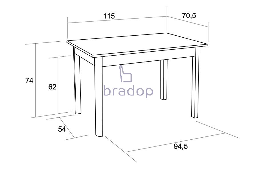 Jídelní stůl ŠIMON 70x110 cm, praktická volba pro malé a středně velké místnosti